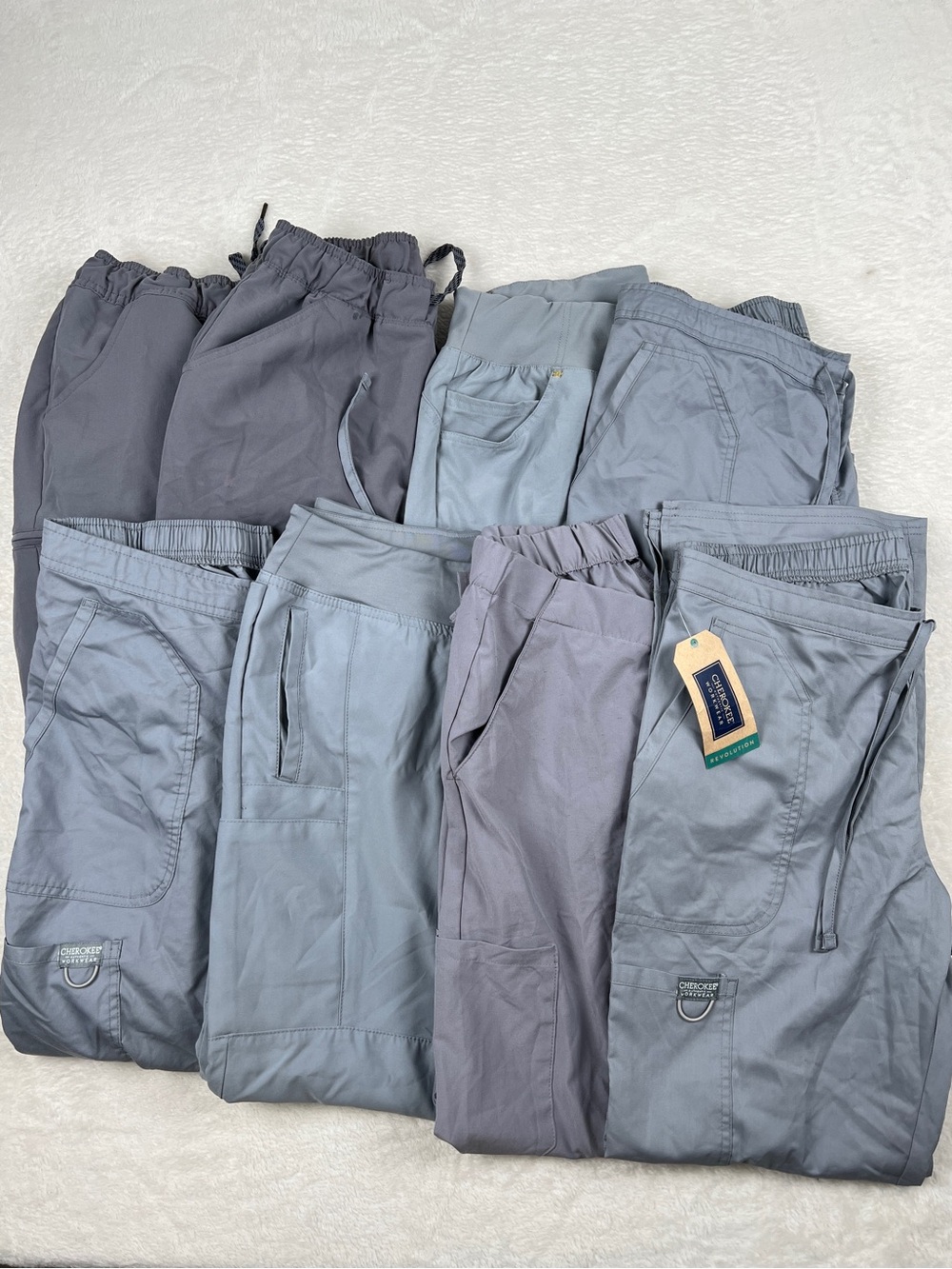 Lot of 8 Women’s Medium Scrub Pants Cherokee Jaanuu Wink Gray Bundle